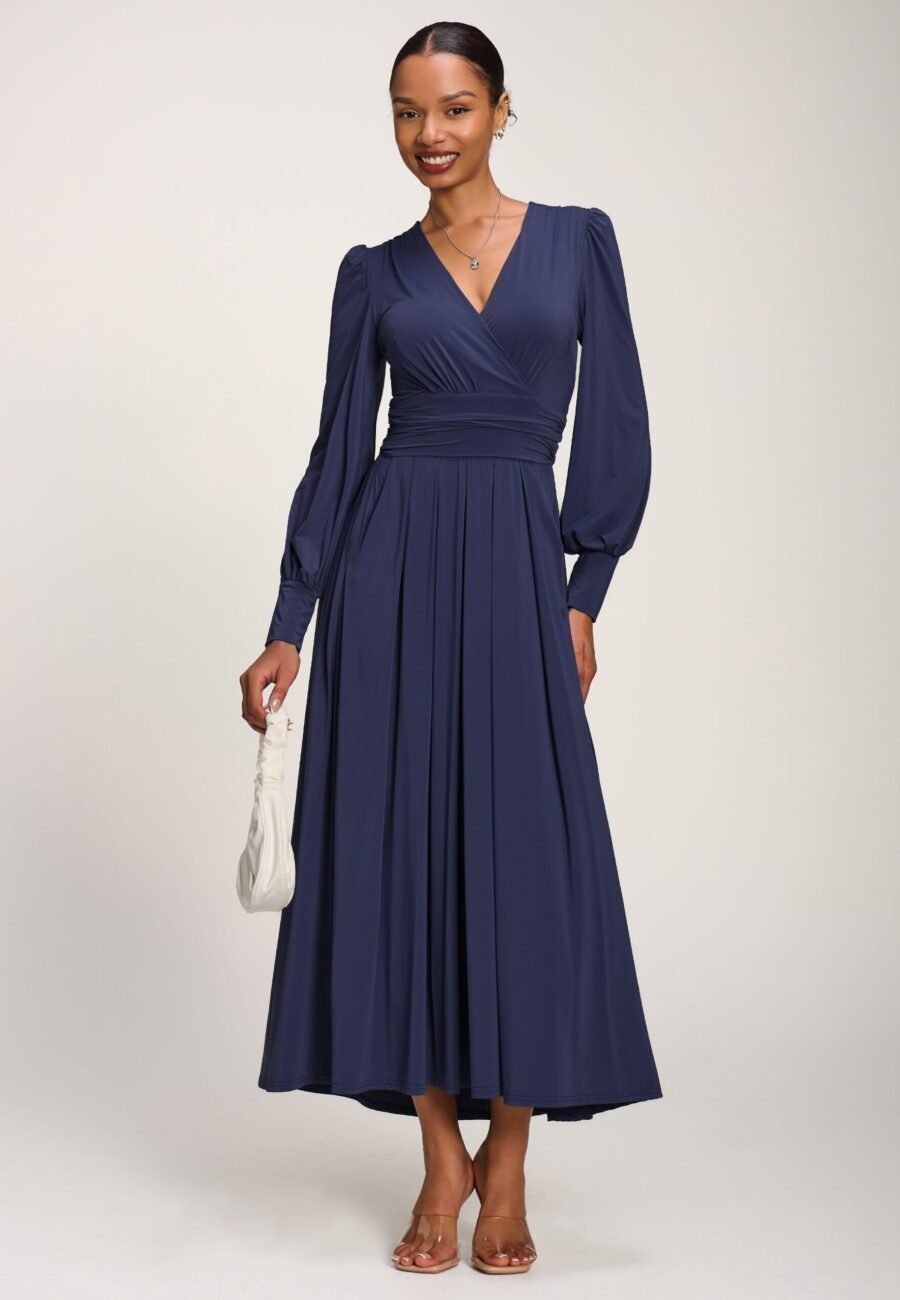 Long Sleeve Soft Jersey Maxi Dress, Navy