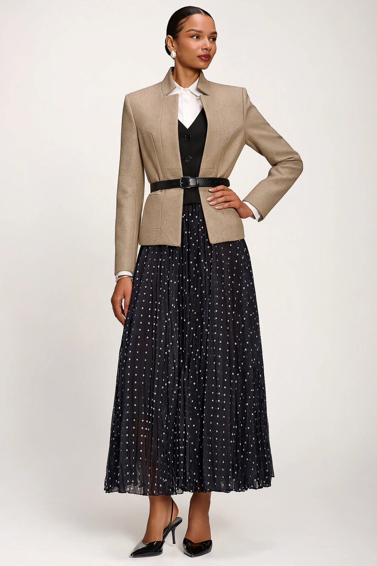 Spotty?Crinkle Mesh Maxi Skirt, Black Spot - Image 6