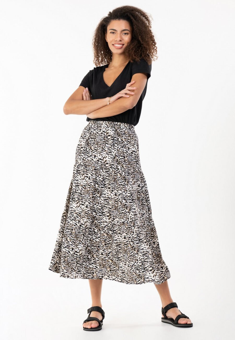 Jolie Moi Sara Animal Print Midi Skirt, Cream Animal
